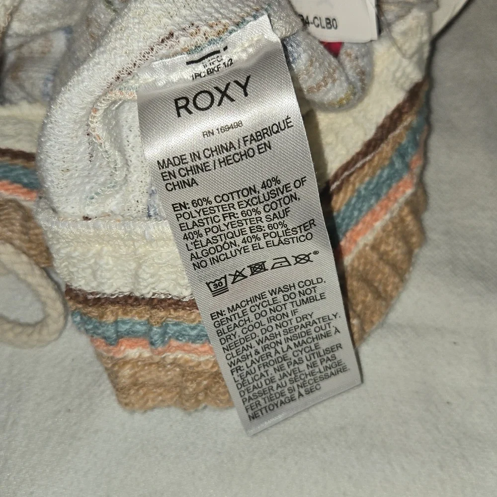 Roxy Womens Multicolor Striped Beach Shorts Elastic Waist Drawstring Small NEW